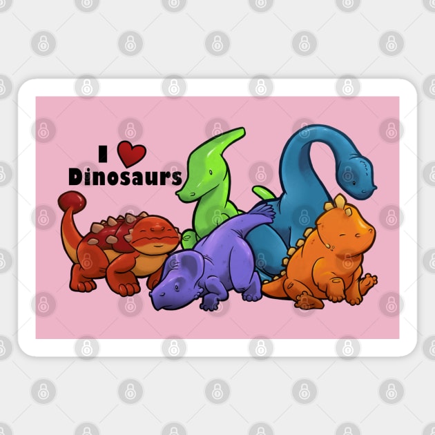 I love Dinosaurs (landscape; pink) Magnet by jpowersart